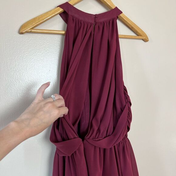 CLEARANCE! Burgundy Keepsake the Label Ruched Halter Dress Size S - Picture 4 of 6